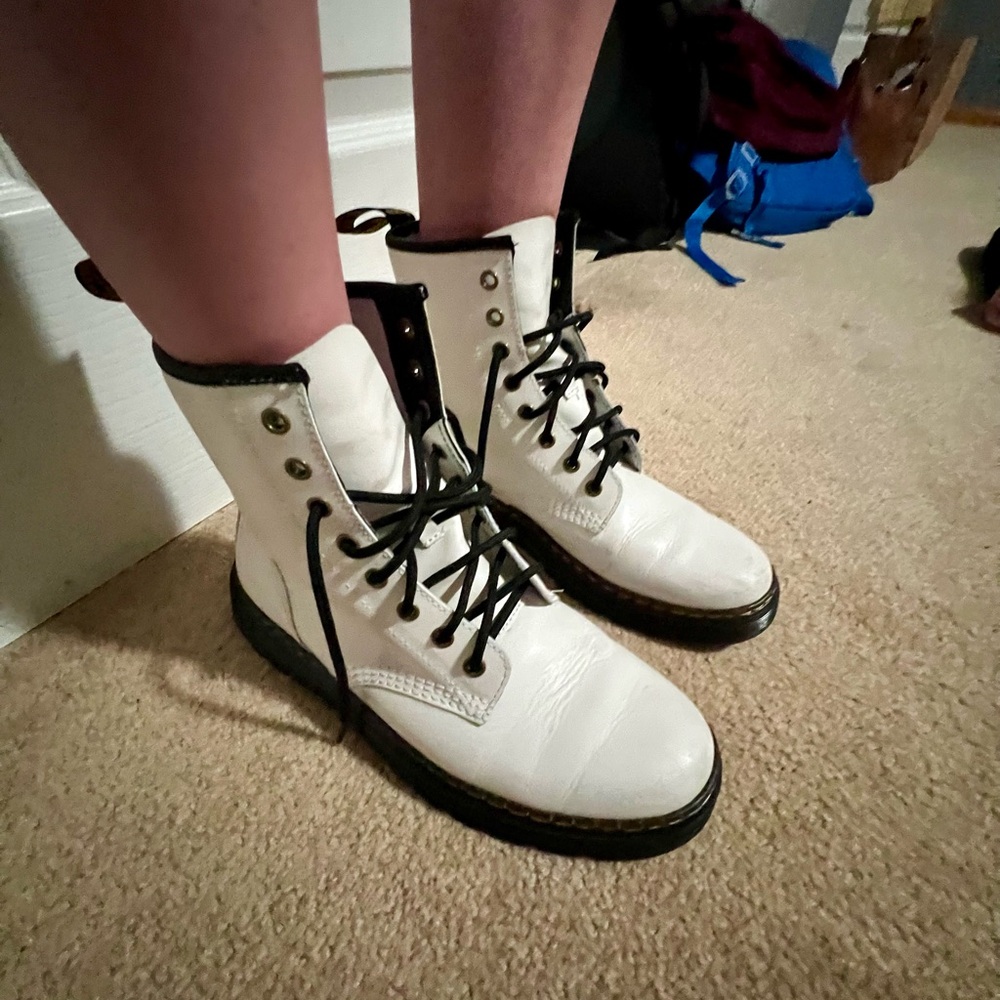 Dr Martens Women's White Boots